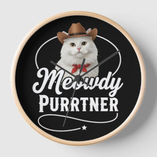 Miauiger Purrtner Lustiger Katzen-Cowboy Western P Uhr
