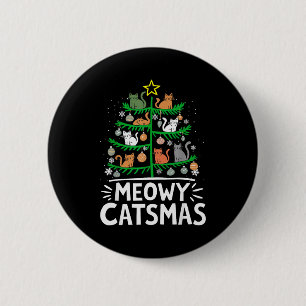 Miauiges Katzenweihnachten Weihnachtsbaum Lustiger Button