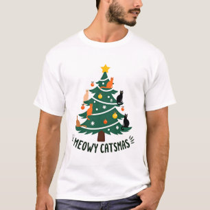 Miauiges Weihnachten Katze Weihnachtsbaum Lustiger T-Shirt