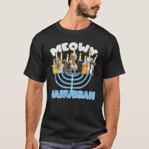 Miauw Chanukka Katzen Menora Chanukka Jüdischer Fe T-Shirt