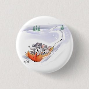 Mic, Mac & Moe's Winter Holiday Landscape Button