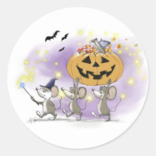 Mic, Mac u. Moes glückliches Halloween Runder Aufkleber
