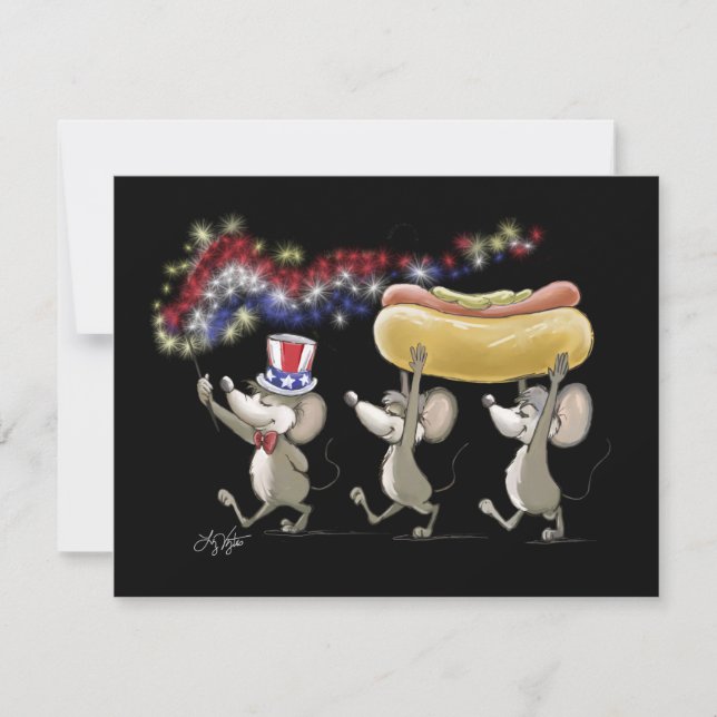 Mic Mac und Moe 4. Juli Nachteinladungen Einladung (Vorderseite)