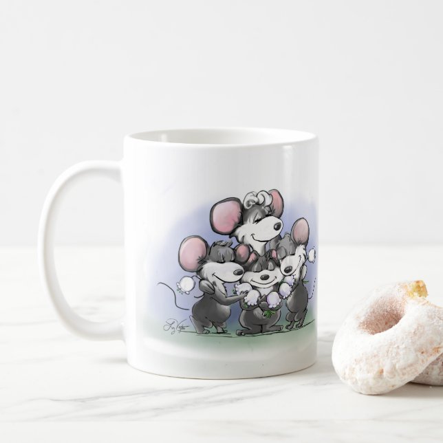 Mic, Mac und Moe's Happy Mother's Day Illustration Kaffeetasse (Mit Donut)
