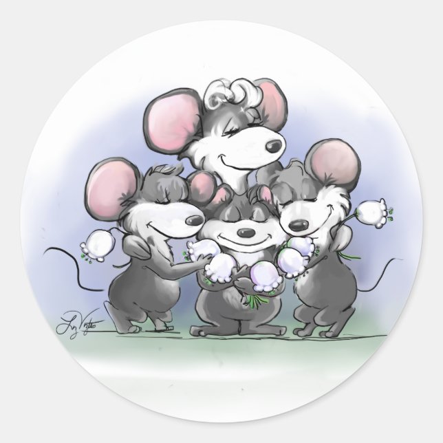 Mic, Mac und Moe's Happy Mother's Day Illustration Runder Aufkleber (Vorderseite)