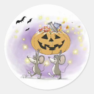 Mic & Mac's fröhliche Halloween Pumpkin-Leckereien Runder Aufkleber