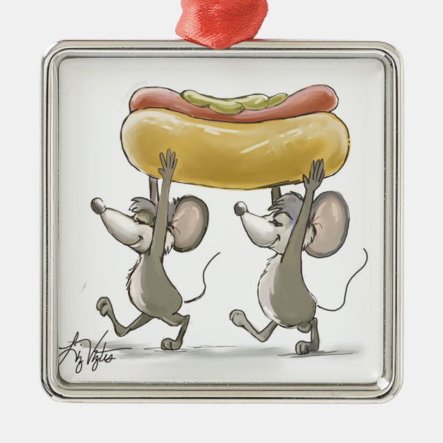 Mic & Mac's Picnic Premium Square Ornament (Vorne)