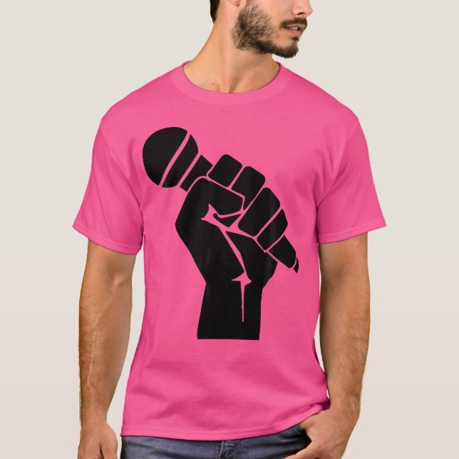 Mic Raise - Old School Hip Hop Mikrofon Grafik T-Shirt (Vorderseite)