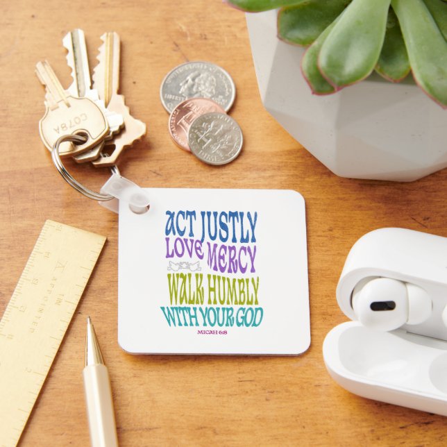 Micah 6:8 Colorful Scripture  Schlüsselanhänger (Schreibtisch)