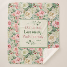 Micah 6:8 Floral Watercolor Sherpa Blanket