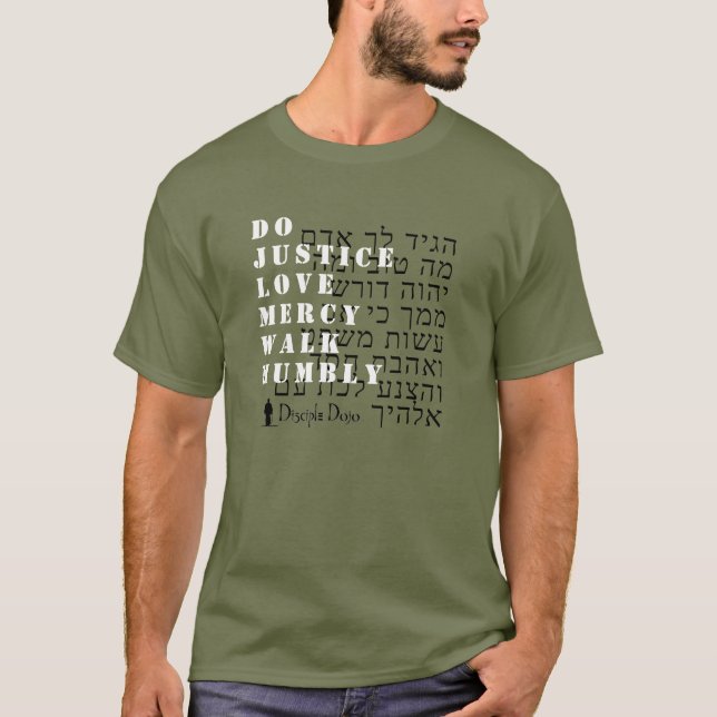 Micah 6:8 Hebräisch T-Shirt (Vorderseite)