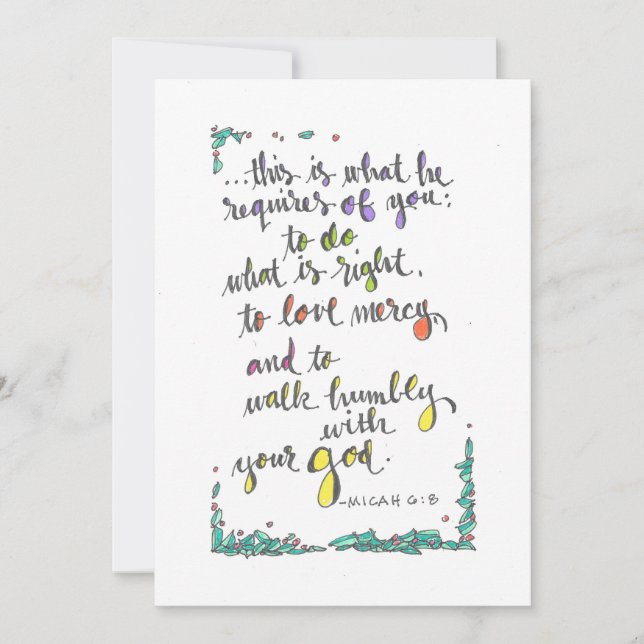 MICAH 6:8 MITTEILUNGSKARTE (Vorderseite)