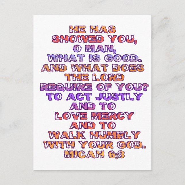 Micah 6:8 postkarte (Vorderseite)