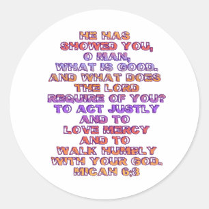 Micah 6:8 runder aufkleber