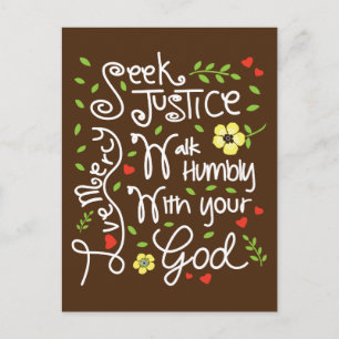 Micah 6 8 Seek Justice Liebe Mercy Walk Humbly Postkarte