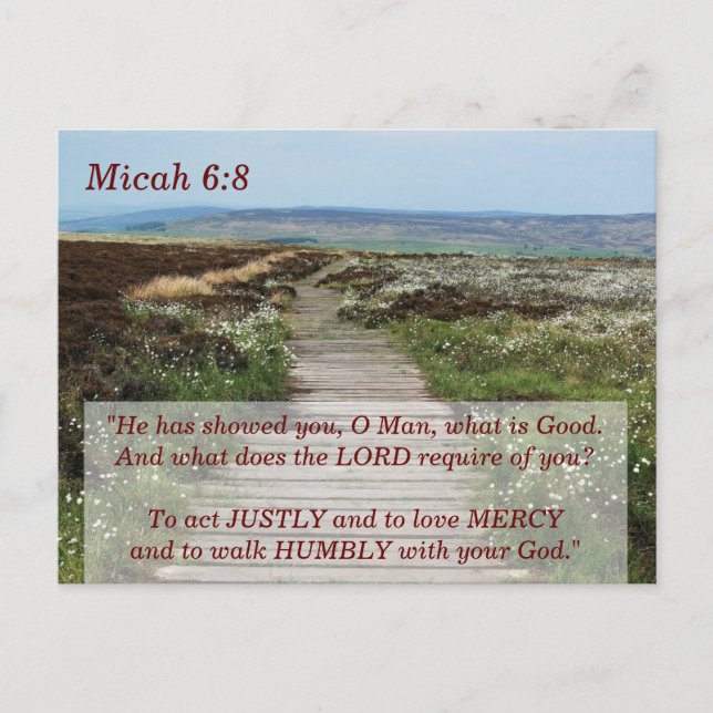 Micah 6:8 Walk Humbly Verse Postkarte (Vorderseite)