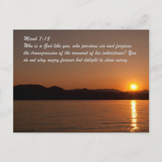 Micah 7:18 Wer ist ein Gott wie du, der die Sünde  Postkarte