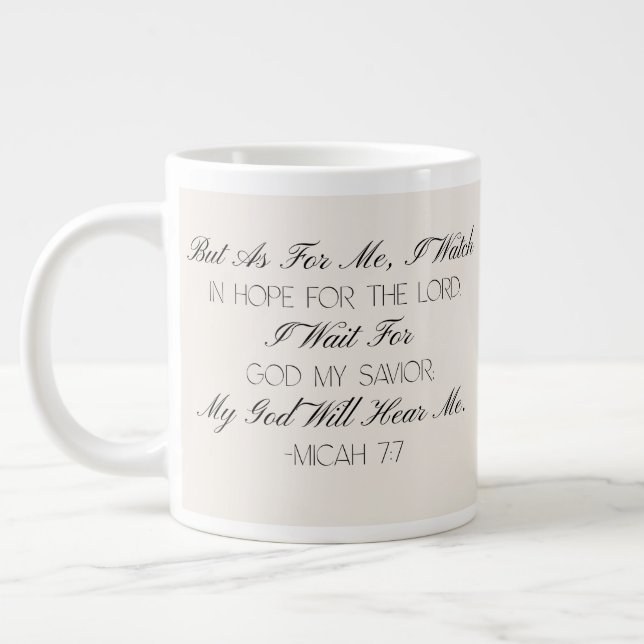 Micah 7:7 Hoffnung Bibelvers Tasse (Links)