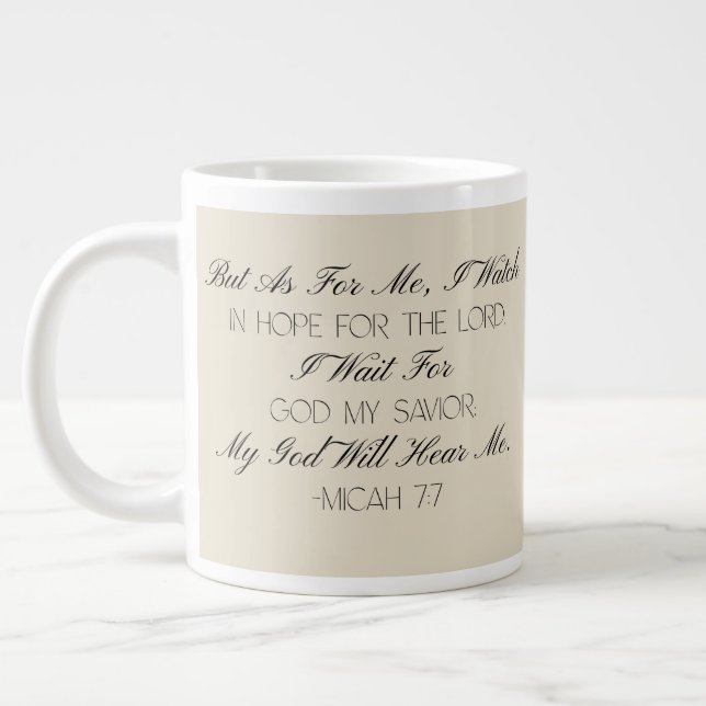 Micah 7:7 Hoffnung Bibelvers Tasse (Links)