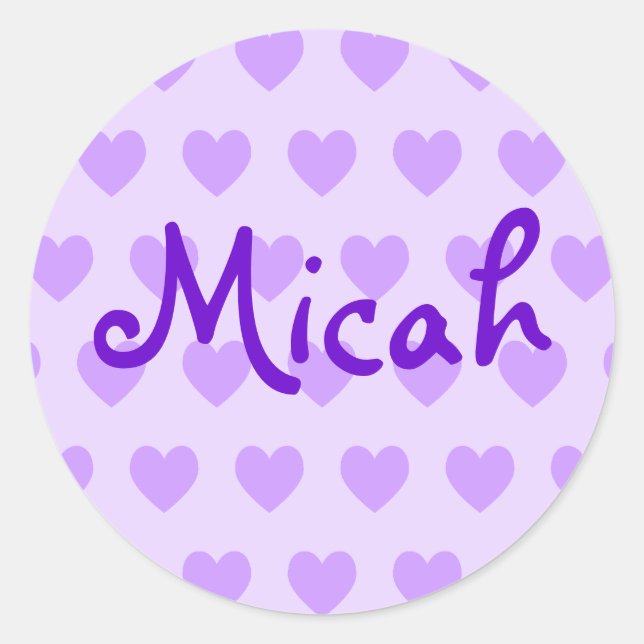 Micah in Lila Runder Aufkleber (Vorderseite)