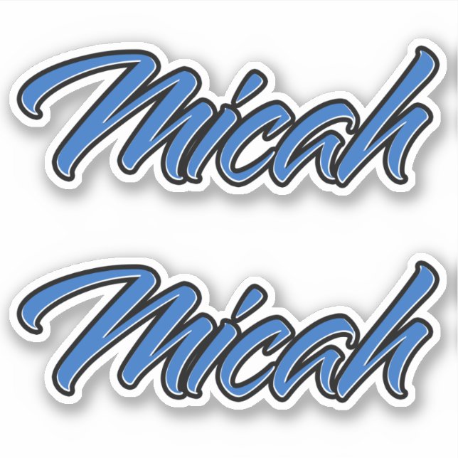 Micah Name blue Aufkleber Sticker Stickerset (Vorderseite)