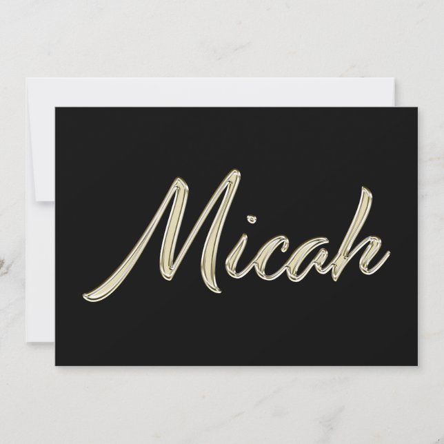 Micah Name white gold Handwriting Karte (Vorderseite)