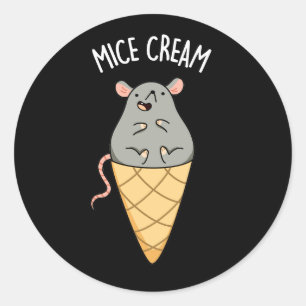 Mice Cream Funny Ice Creme Pub Dark BG Runder Aufkleber