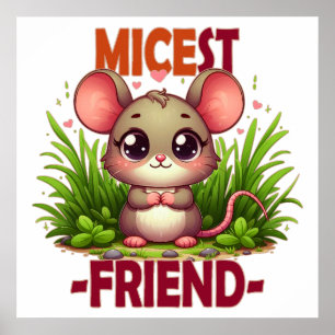 Micest Friend lustige Puppe Niedlich Baby Maus Car Poster