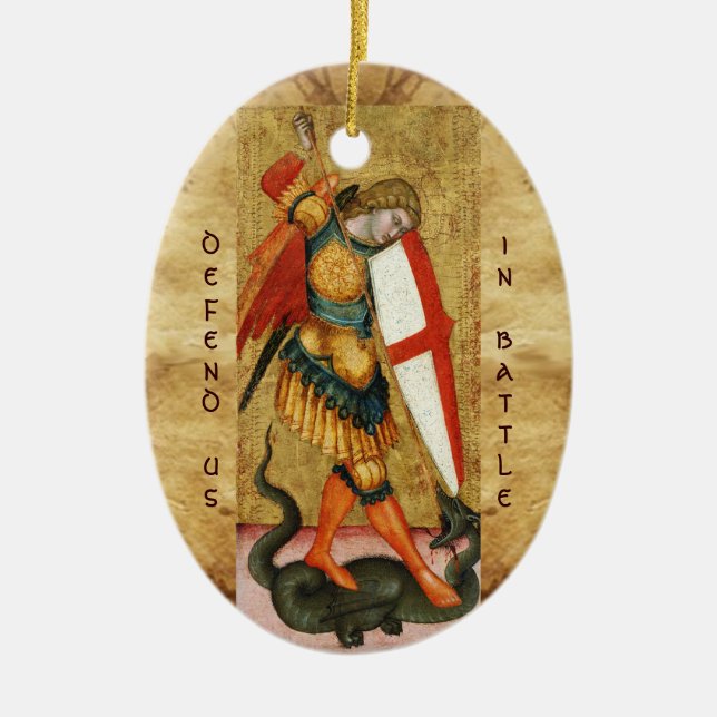 Michael Archangel und Dragon Sienese Gebet Keramik Ornament (Vorne)