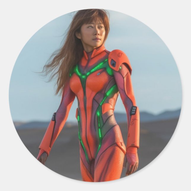 Michael Bay's Evangelion - Asuka Runder Aufkleber (Vorderseite)