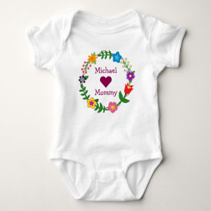 Michael Hearts Mommy Elegante Blume personalisiere Baby Strampler