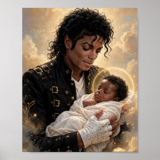 Michael Jackson hält Jesuskind — Himmlische Kunst Poster