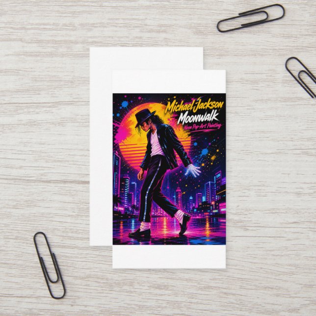 Michael Jackson Moonwalk King of Pop Retro-Tribut Visitenkarte (Vorderseite/Rückseite Beispiel)