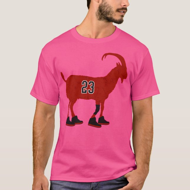 Michael Jordan Goat Silhouette in Chicago Bulls Nu T-Shirt (Vorderseite)
