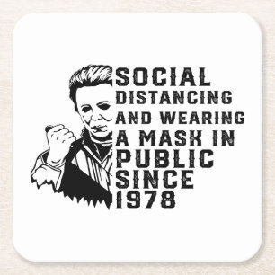 Michael Myers Social Distancing Rechteckiger Pappuntersetzer