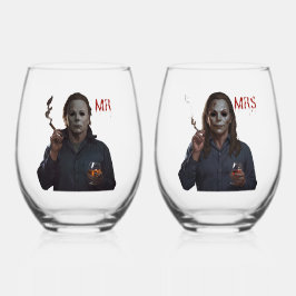 Michael Myers Stemless Wine Glass, Set 2 Weinglas Ohne Stiel
