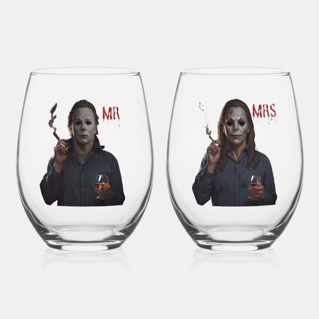 Michael Myers Stemless Wine Glass, Set 2 Weinglas Ohne Stiel (Vorderseite)