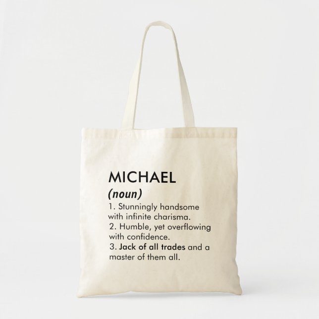 Michael Name, Bearbeitbarer Name, Benutzerdefinier Tragetasche (Vorne)