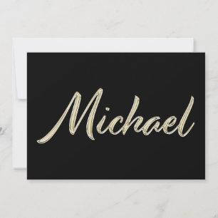 Michael Name white gold Handwriting Karte