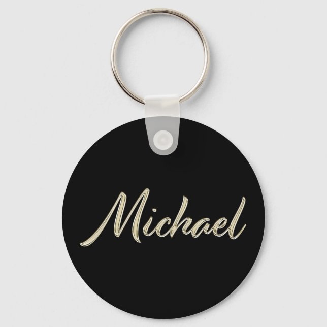 Michael Name Whitegold Button Schlüsselger Schlüsselanhänger (Vorderseite)