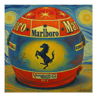 Michael Schumachers legendärer F1-Ferrari-Helm Poster