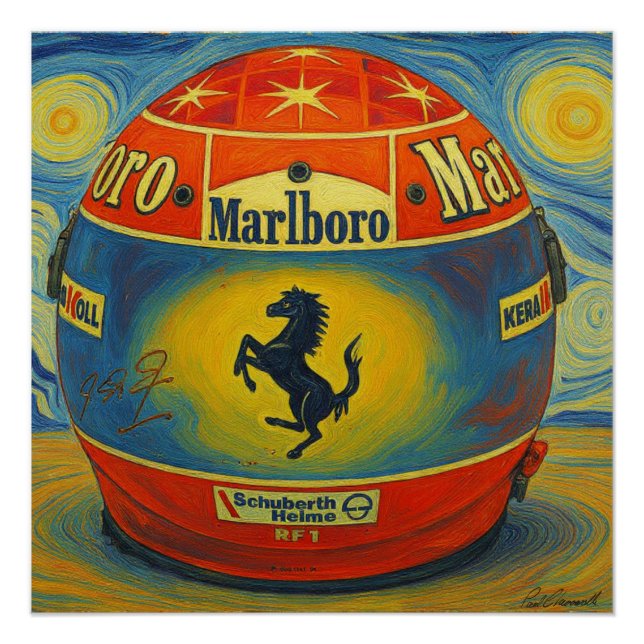 Michael Schumachers legendärer F1-Ferrari-Helm Poster (Vorderseite)