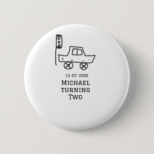 Michael turning two birthday toy car traffic light button (Vorderseite)