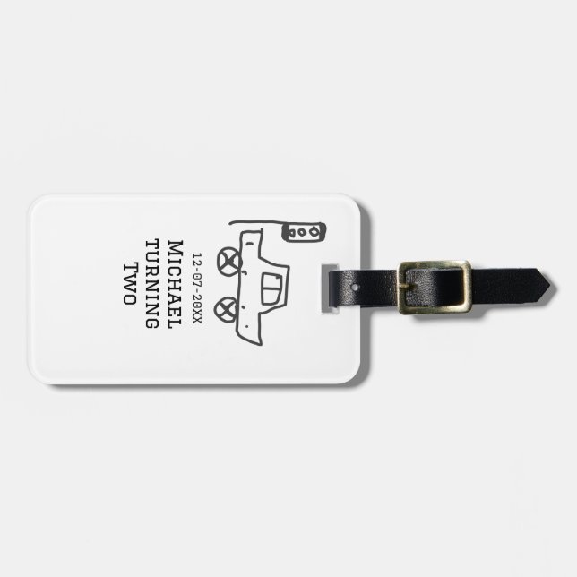 Michael turning two birthday toy car traffic light gepäckanhänger (Vorderseite horizontal)