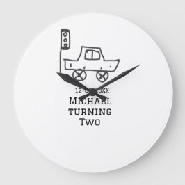 Michael turning two birthday toy car traffic light große wanduhr