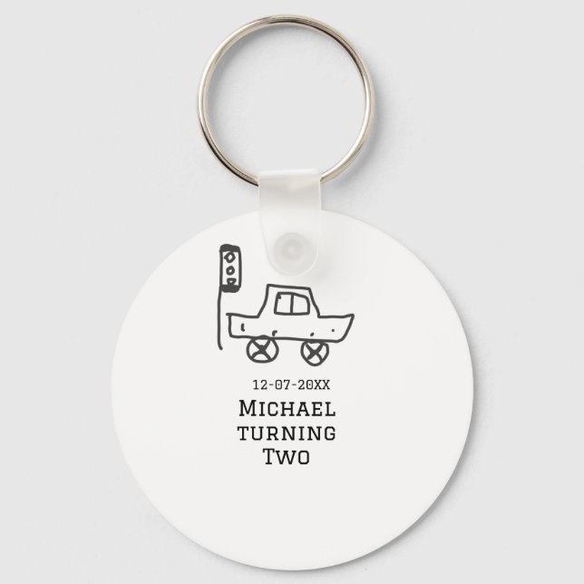 Michael turning two birthday toy car traffic light schlüsselanhänger (Vorderseite)