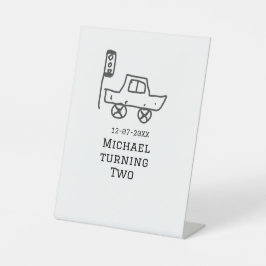 Michael turning two birthday toy car traffic light sockelschild