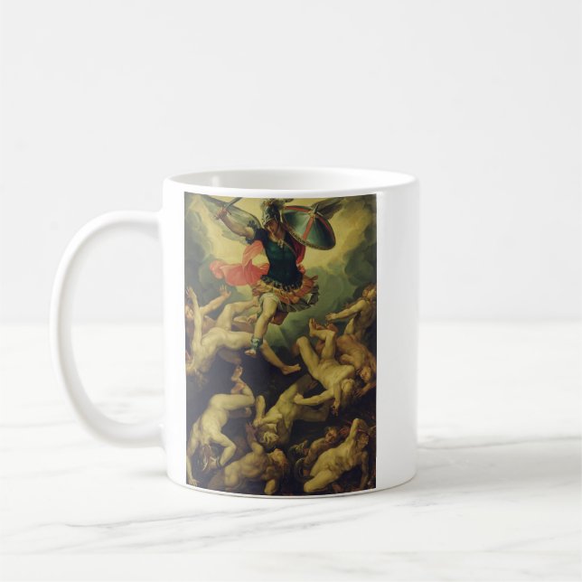 Michael und die gefallenen Engel von Giuseppe Cesa Kaffeetasse (Links)