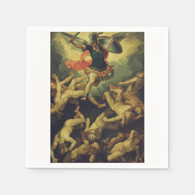 Michael und die gefallenen Engel von Giuseppe Cesa Serviette (Vorderseite)