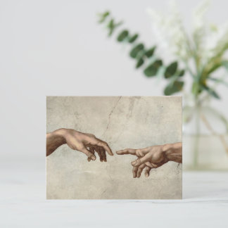 Michaelangelo gibt Schöpfung Adam God Postkarte